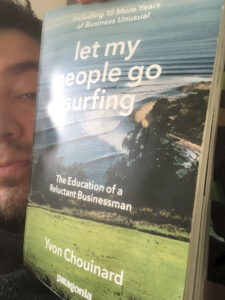 Selfie with cover book "Let My People Go Surfing"